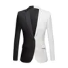 Moda Bianco Nero Rosso Patchwort Cappotto casual Uomo Blazer Cantanti di scena Costume Blazer Slim Fit Party Prom Giacca da uomo 274h