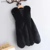 Women's Fur Faux Fur Faux Fox Fur Women Sleeveless Vests Autumn Winter Vest CoatsL231015