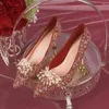 Модельные туфли Осенне-зимняя модная красная свадебная обувь для невесты со стразами, на высоком каблуке с острым носком, большие женские туфли, размеры 34–42