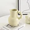 Vases Ceramic Milk Jug Vase With Handle For Flower White Pitcher Living Room Decor Shelf Wedding Gifts Kitchen