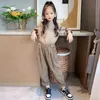 Clothing Sets Fashion Girls Clothes Sets Autumn Plaid Long Sleeve Patchwork Sweater Pants 2PCS Baby Kids Tracksuit Children's Clothing Teen 231016