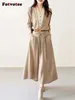 Sukienki robocze Fotvotee Modna elegancka spódnica dla kobiet jesień zima 2023 Vintage długoterminowy kardigan na szyję i 2 -częściowy