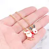 Pendant Necklaces 2 Pcs/Set Santa Claus And Christmas Reindeer Charms Necklace Xmas Festival Gift For Girls Kids Party Jewelry