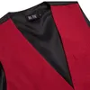 Erkek Yelek Hi-Tie Kırmızı İpek Yelek Klasik Boyun Kravat Hanky ​​Kufflinks Broş Katı İnce Delek Seti Erkek Takım Düğün Partisi Tasarımcısı