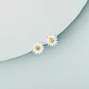 Boucles d'oreilles en argent Sterling S925, petite marguerite pour femmes étudiantes, tempérament fleur de soleil, bijoux à la mode coréenne