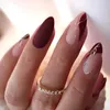 False Nails 24Pcs Artificial With Almond Head Design Wearable Oval Fake Detachable Wave Line Press On Manicure