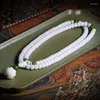 Strand handgjorda naturliga vita jade bodhi armband 108 fröpärlor hänge