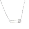 Bijoux européens pour femmes, collier avec épingle de sûreté simple, pavé de cz brillant, argent 925, simple, dernière conception, bijoux en argent 241Q