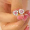 Boucles d'oreilles UNICE bijoux diamant rose naturel boucle d'oreille réel 18K or blanc massif AU750 coeur romantique pour les femmes cadeau de fête