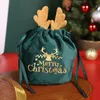 Упаковочные пакеты с рождественскими украшениями — Бархатные подарочные карманы с оленями Санта-мешка на шнурке | Износостойкий подарок для хранения