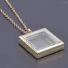 Pendant Necklaces 1PC Square Glass Relicario Po Locket Necklace Floating Chams Picture For Jewelry Women Men Gift