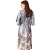 Mulheres sleepwear roupões de cetim para noivas casamento robe seda pijama casual roupão animal rayon longo camisola mulheres quimono xxxl