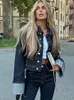 Jaquetas femininas moda denim para mulheres turn down colarinho mangas compridas frente botões de metal jaqueta casacos feminino streetwear chique outerwears 231016