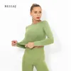 Women's T Shirts Women Seamless Sports Shirt Cropped Long Sleeve Yoga Top Workout Gym Training Female Fitness Sportswear