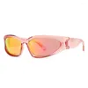 Okulary przeciwsłoneczne Oulylan Oval Cat Eye Y2K Kobiet Osobowość Prosta jasny kolor Punk Sunglass Men Mode Sport Słońce okulary Uv400