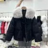 Casacos de Trench das Mulheres Grande Gola de Pele Real Inverno Mulheres 90% Pato Branco Down Jacket Feminino Curto Grosso Casaco Quente Collor Pena Parka