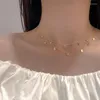 Ketten Koreanische Mode Hals Kette Kragen Zirkon Wasser Tropfen Quaste Doppelschicht Halskette Frauen