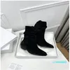 Boot Split Toe Lamb Leather Pointed Chunky Heels Fashion Women Booties Luxury Dress Party Shoes Footwear Beige Black Ankle Boots