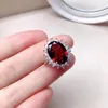 Cluster Rings Classic Wine Red Garnet Ring For Wedding 5ct 10mm 14mm VVS Grade Natural Silver Brithday Gift Girlfriend