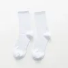 Meias masculinas cor sólida algodão negócios casual respirável masculino longo tubo alto tripulação preto branco cinza sox calcetines dropship