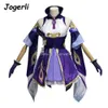 Genshin Impact Keqing – Costume de Cosplay, robe d'halloween pour femmes, uniforme de carnaval Lolita de demoiselle d'honneur, gants et chaussettes
