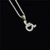 Ожерелья с подвесками Iced Out для инвалидов-колясочников с логотипом, ожерелье золотого, серебряного цвета, блестящий кристалл CZ, хип-хоп, рэперская цепочка для мужчин, женщин295q