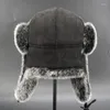Bérets hiver russe homme femme en gros naturel Rex fourrure chapeaux de luxe réel peau de mouton en cuir casquette Bomber chapeau Ushanka