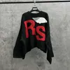 Suéteres para hombres 2023FW RAF SIMONS RS Suéter Hombres Mujeres 1 Top Calidad Cuello redondo Bat Shirt Manga Sudaderas de punto A3