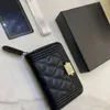 Monedero a cuadros para mujer con cremallera, Cartera de diseñador de cuero de lujo, monedero de Caviar de cuero genuino, bolsos porta tarjetas de crédito y pasaporte