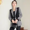 Kadınlar Suits Bin Kuş Damalı Takım Blazer High End Moda Tek Sıra İki Düğme Ek Ofis Kadın Gündelik Top Ceket