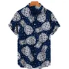 Men's Casual Shirts Unisex 2023 Fun Summer Hawaiian Fruit 3d Pineapple Watermelon Short Sleeves Tops Fashion Loose Shirt