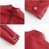 نساء من جلد فو ربيع الخريف الربيع للسيدات راكب الدراجة النارية Moto Zipper Jacket Red Black Coap