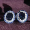 Boucles d'oreilles pendantes ovales de couleur bleue pour femmes, bijoux de luxe, cadeau d'anniversaire, vente en gros, pour la saint-valentin, E5791, 2023
