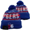 76ers Bons de Boston Philadelphie Cap laine de laine chaude sport tricot basketball nord-américain équipe rayée de touche USA USA COFT CAUFED POM CHATS MEN FEMMES