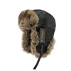 Berets Winter Männer Earflap Hut Bomber Caps Künstliche Leder Dicke Plüsch 54-60 cm Retro Pilot Stil Outdoor Warm halten 2023 YF0201