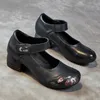 Модельные туфли для мам, осень 2023, женские туфли на блочном/низком каблуке, черные, красные, коричневые