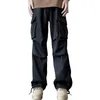 Pantalon Cargo à poches renforcées pour hommes, coupe ample, Streetwear, taille élastique, multi-poches, pour décontracté
