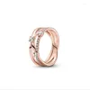 Klusterringar som säljer hjärtformad kronring 925 Sterling Silver Rose Gold Series Charm Fashion Women's Smycken utsökta gåva