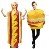 Erwachsene Spaß Spielen Kostüm Halloween Karneval Party Cosplay Kleidung Hamburg Hot Dog 3d Druck Brot Bühne Persönlichkeit Leistung