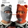 Bear Ears Balaclava Ladies 1 Hole Ski Mask Handmade Crochet Full Face Wooly Hat Cute Girl Winter Streetwear Warm Beanie 220105249M