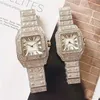 Homens / Mulheres Cuidado Anel Bling Para Diamantes Homens Mulheres Square Roman Dial Designer Quartz Banda de Aço Inoxidável Relógio de Pulso de Negócios Homem Mulher Presente Unissex L GTHM