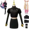 Cosplay Gioco Cosplay Lol Ahri La volpe a nove code Kda Costume più cattivo Parrucca Orecchie Anime Donna sexy Vestito Halloween Abito uniforme nero