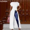 Повседневные платья VONDA, летнее платье, женское сексуальное платье с разрезом на подол, макси, длинная вечерняя блузка 2021, женский офисный женский сарафан, Vestido, большие размеры3164