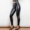 Shascullfites Melody X Cross Noir Mat Taille Haute En Cuir V Forme Leggings Vegan Cuir Leggings Pantalon Femme