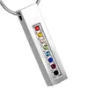 Pendant Necklaces Selling Rainbow Colors Crystal Cylinder Cremation Necklace Stainless Steel Memorial Jewelry Urns For Human Pet A251i