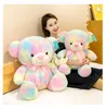 Kleurrijke koude teddybeer knuffel grote zachte super schattige beren pop kussen baby vriendin kerstcadeau decoratie