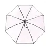 Şemsiye otomatik şeffaf şemsiye basit küçük taze üç katlanır öğrenci kız taşınabilir