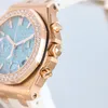 Kobiety Diamond Watch 7750 Timing Top Mechanical Ruch Watches 37 mm Sapphire Waterproof Waterproof Fashion WristWatches Luksusowy gumowy pasek