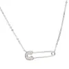 Bijoux européens pour femmes, collier avec épingle de sûreté simple, pavé de cz brillant, argent 925, simple, dernière conception, bijoux en argent 241Q