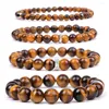 Strand grossistbulk 4mm 6mm 8mm 10mm Tiger Eye Pärled Natural Stone Yoga Elastic Armband för män kvinnor